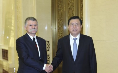 张德江与匈牙利国会主席克韦尔举行会谈